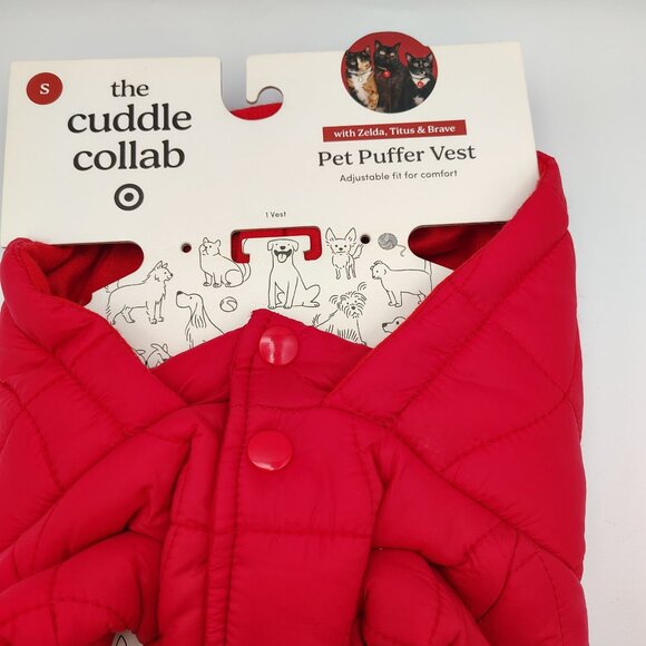 Pet Puffer Vest Size Small Cuddle Collab Red Cat Shih Tzu Bichon Frise Kitty - Picture 2 of 12